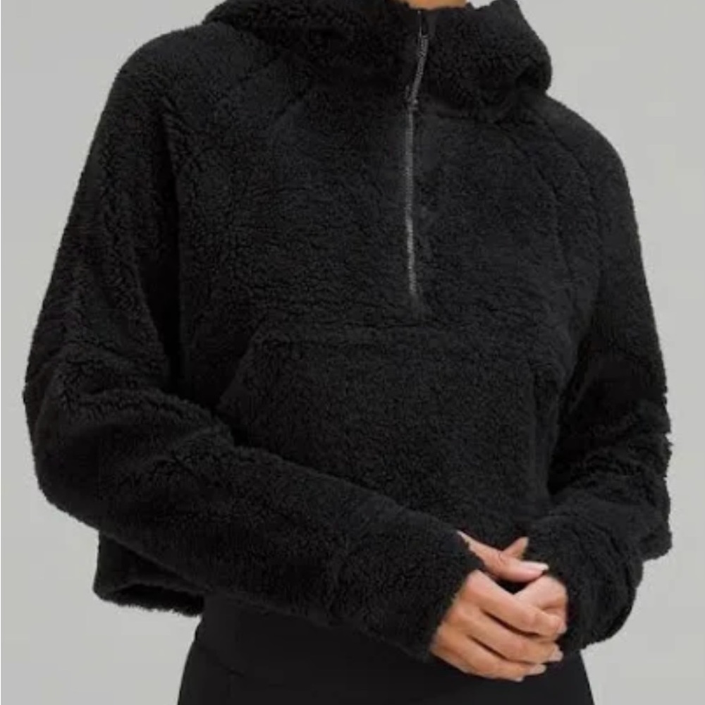 lululemon oversized 1/2 zip black fleece hoodie